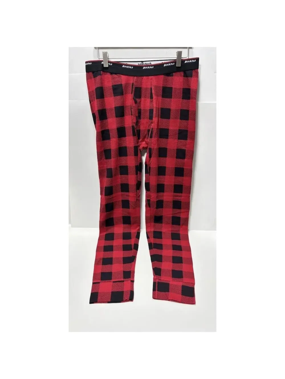 Mens Dickies Long Johns PJs Red & Black Plaid Pattern 41” Long Size Large, New!